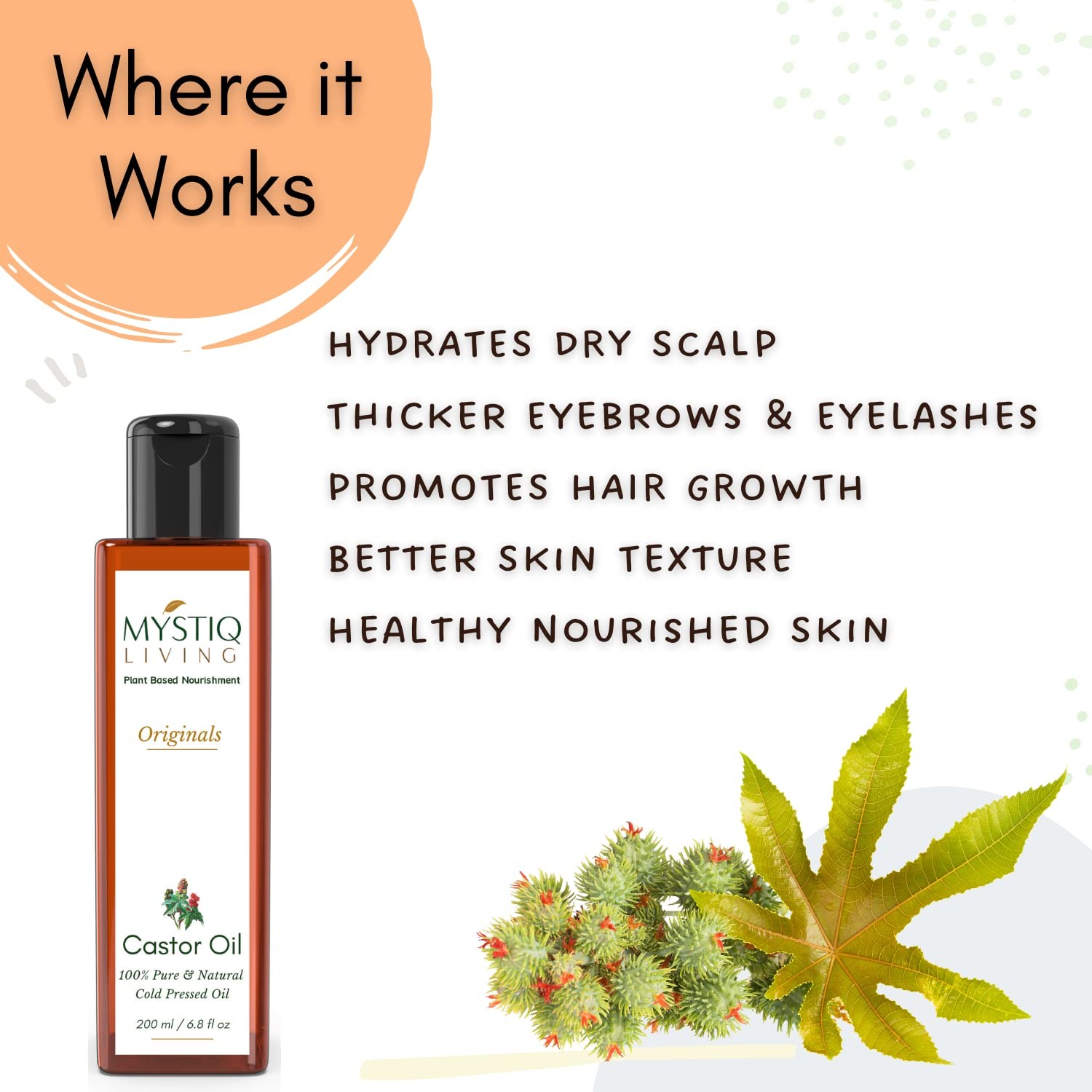 Mystiq Living Castor Oil For Skin And Hair 200ml