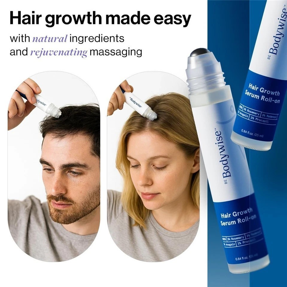NEW Be Bodywise Hair Growth Serum Roll On – 3% Rosemary, 3% Redensyl & 2% – 25ml