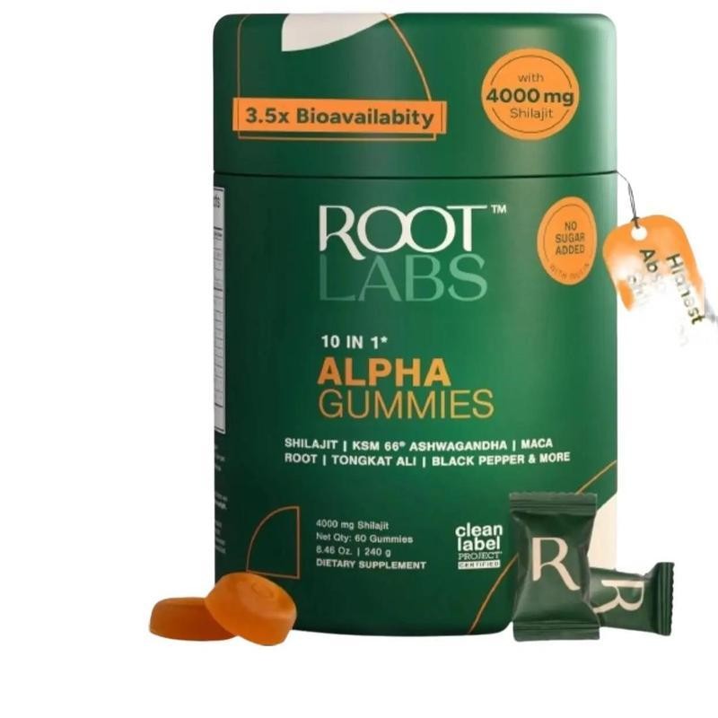 Root Labs Shilajit Gummies 10-in-1 KSM-66 Ashwagandha Maca 60 Gummies