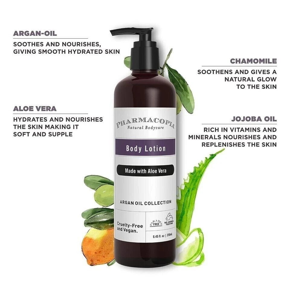 Pharmacopia Argan Oil&Aloe Vera Organic Body Lotion 250ml Daily Moisturizer FS++