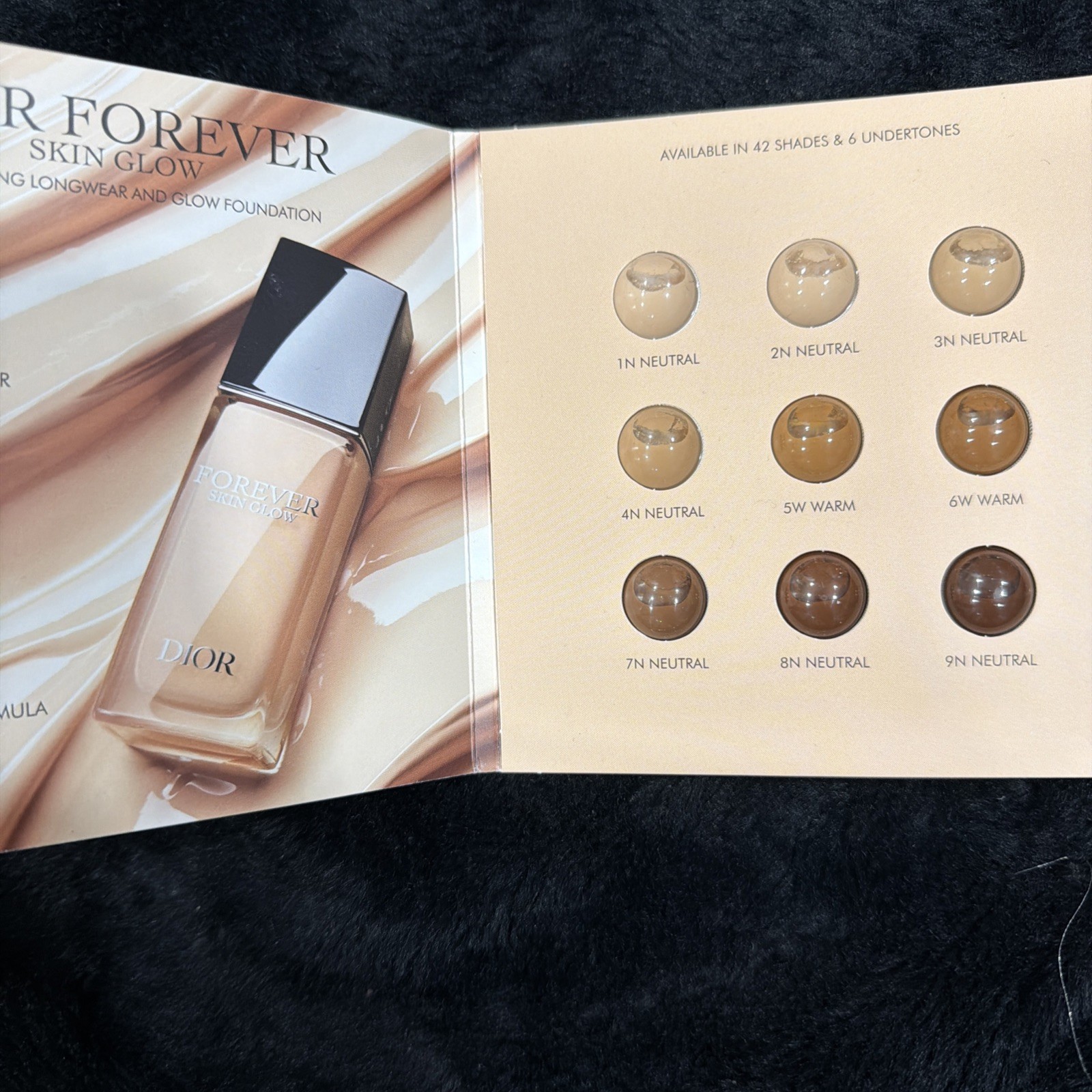 Dior Forever Skin Glow Foundation Blister Sample Card Neutral Warm Shades1N-9