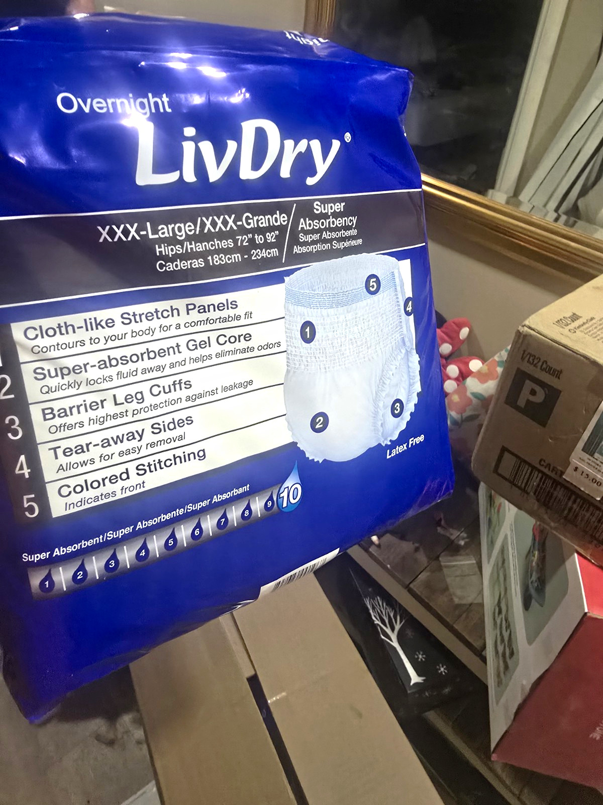 LivDry Overnight Super Absorbent Incontinence Pants XXX-Large 80 Ct Tear Away