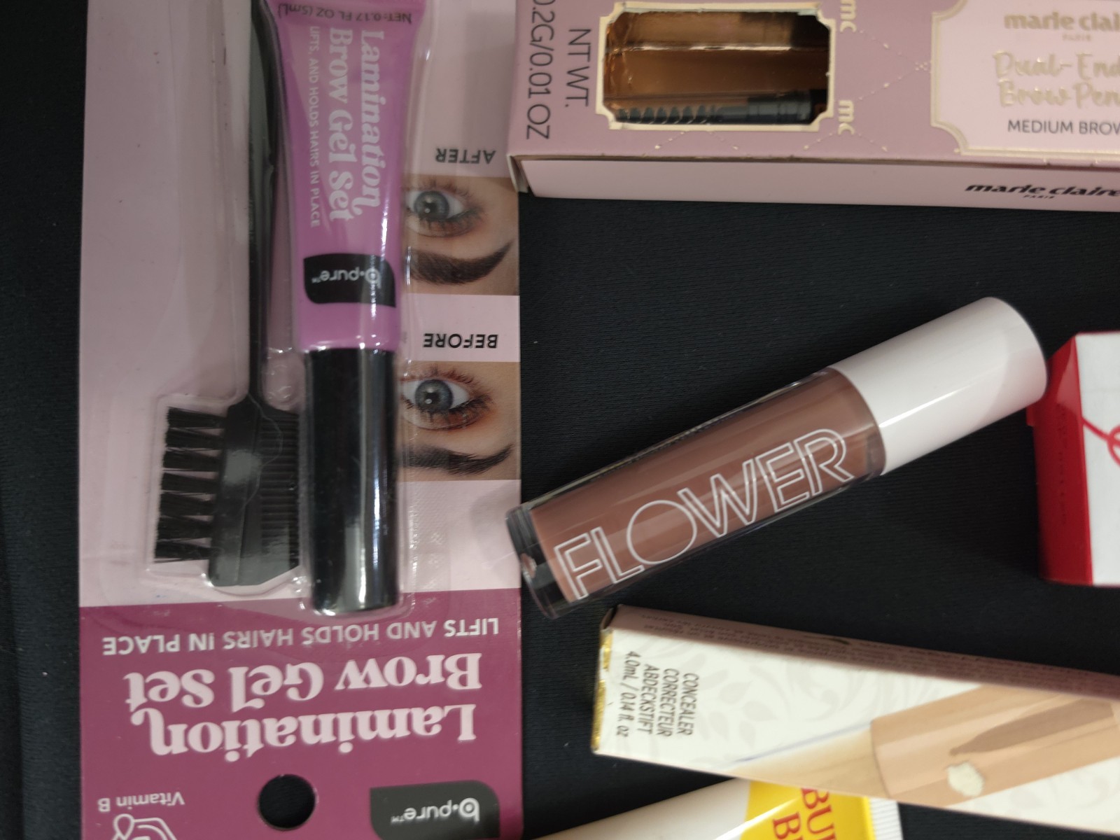 Assorted Full Size Makeup Lot: Dual-Ended Brow Pencil, Brow Gel, Lip Jelly