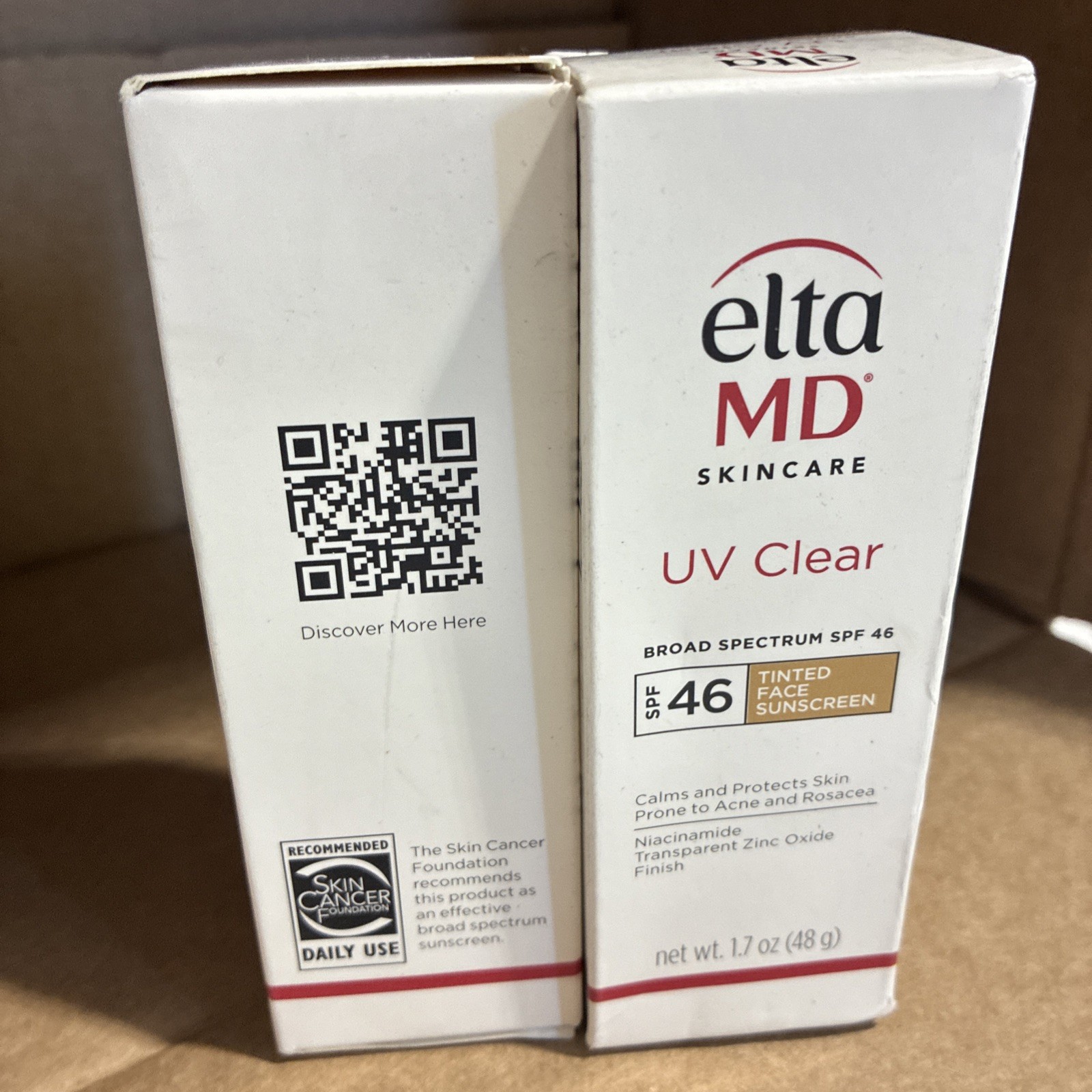 2 Pack UV Clear TINTED Facial Sunscreen SPF 46 1.7 oz Experation 2029 New in Box