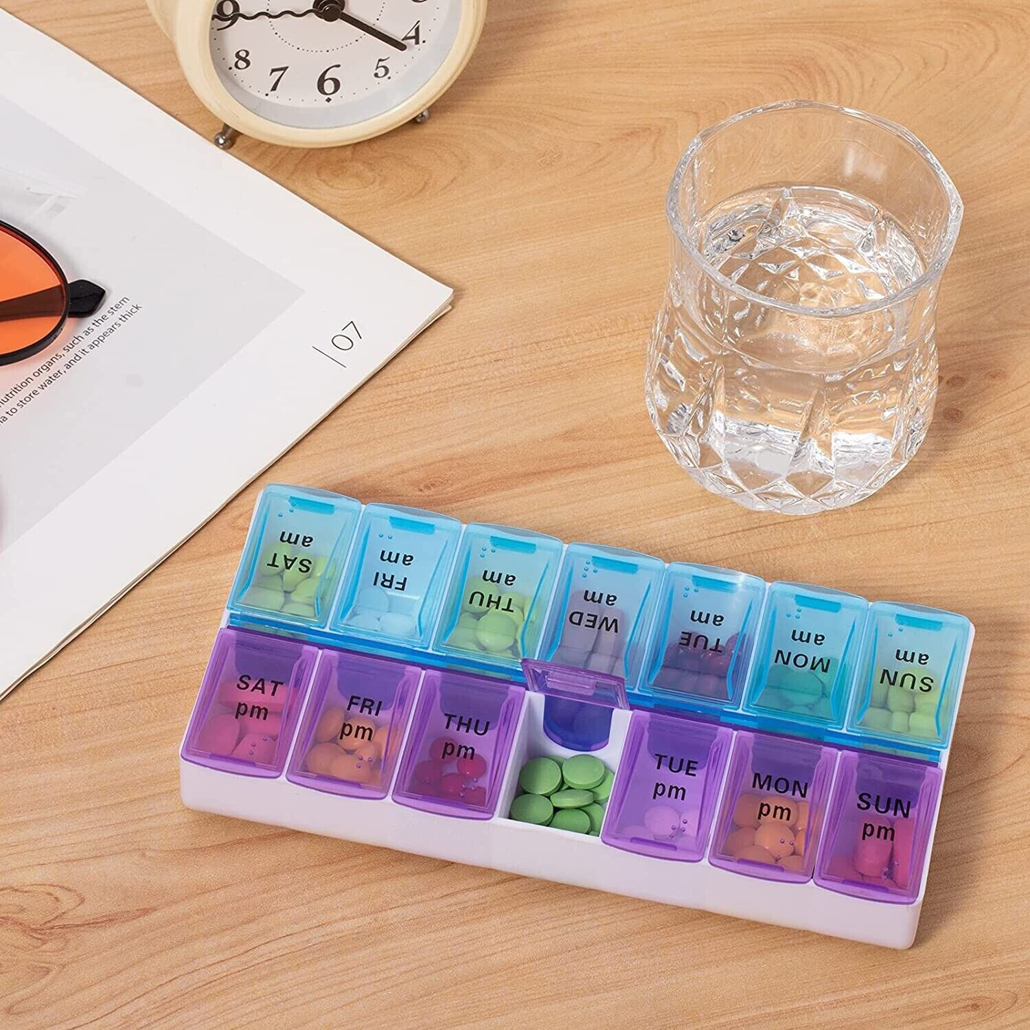 Weekly Pill Box Organizer Twice a Day 7 day AMPM Organizer Case Medicine 2 pack