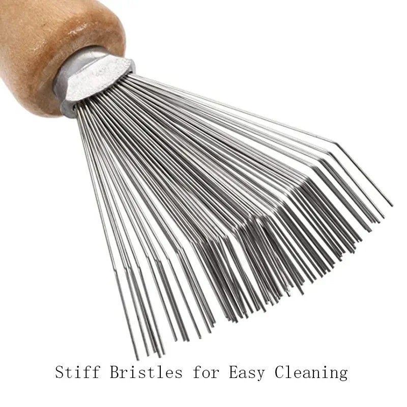 1pc Hair Brush Cleaner Mini Dirt Remover Rake Comb Wooden Handle Cleaning Tool