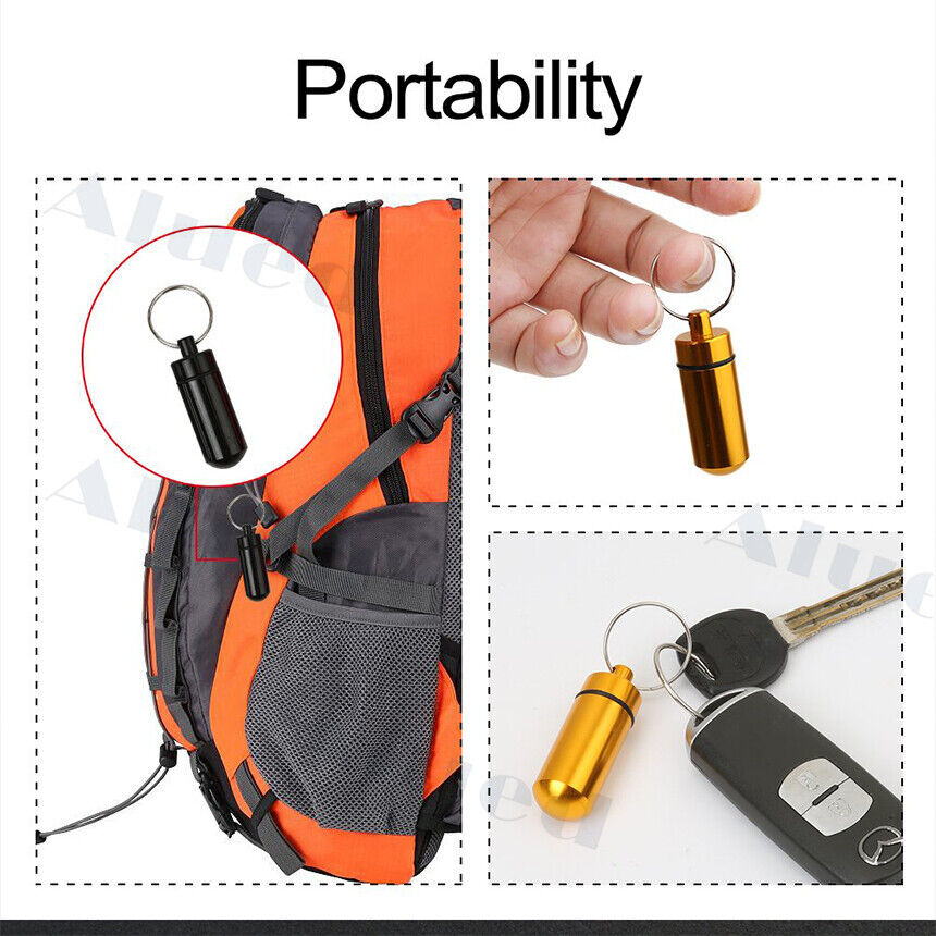 5 / 10PCS outdoor Pill box Keychain Medicine Case Bottle Drug Holder container