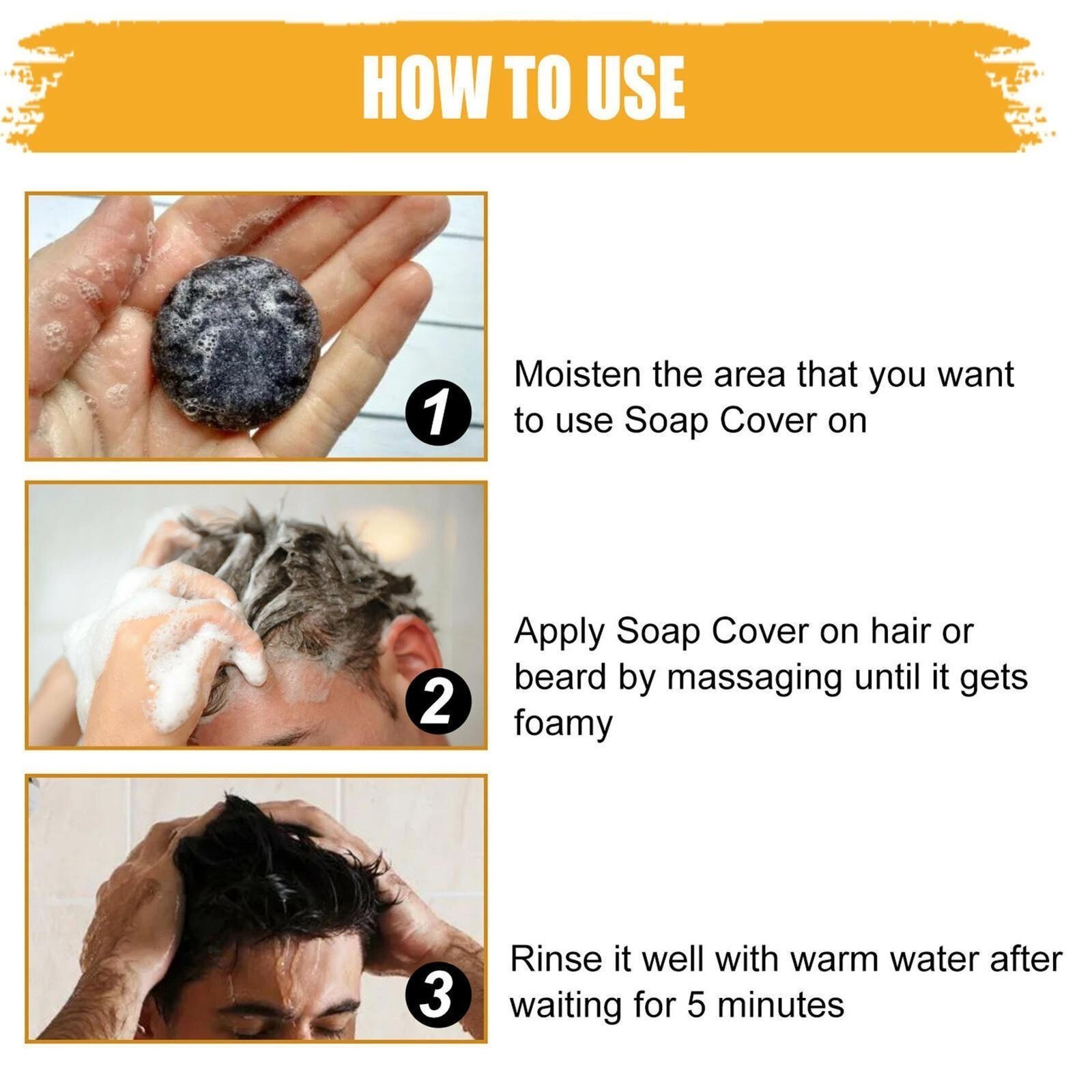 2/4PC Black Hair Soap Grey Hair Coverage Bar Shampoo Hair Darkening Black Soap