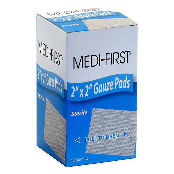 Medi-First Gauze Pad, Cotton Blend Gauze, PK100 60633 Medi-First 60633