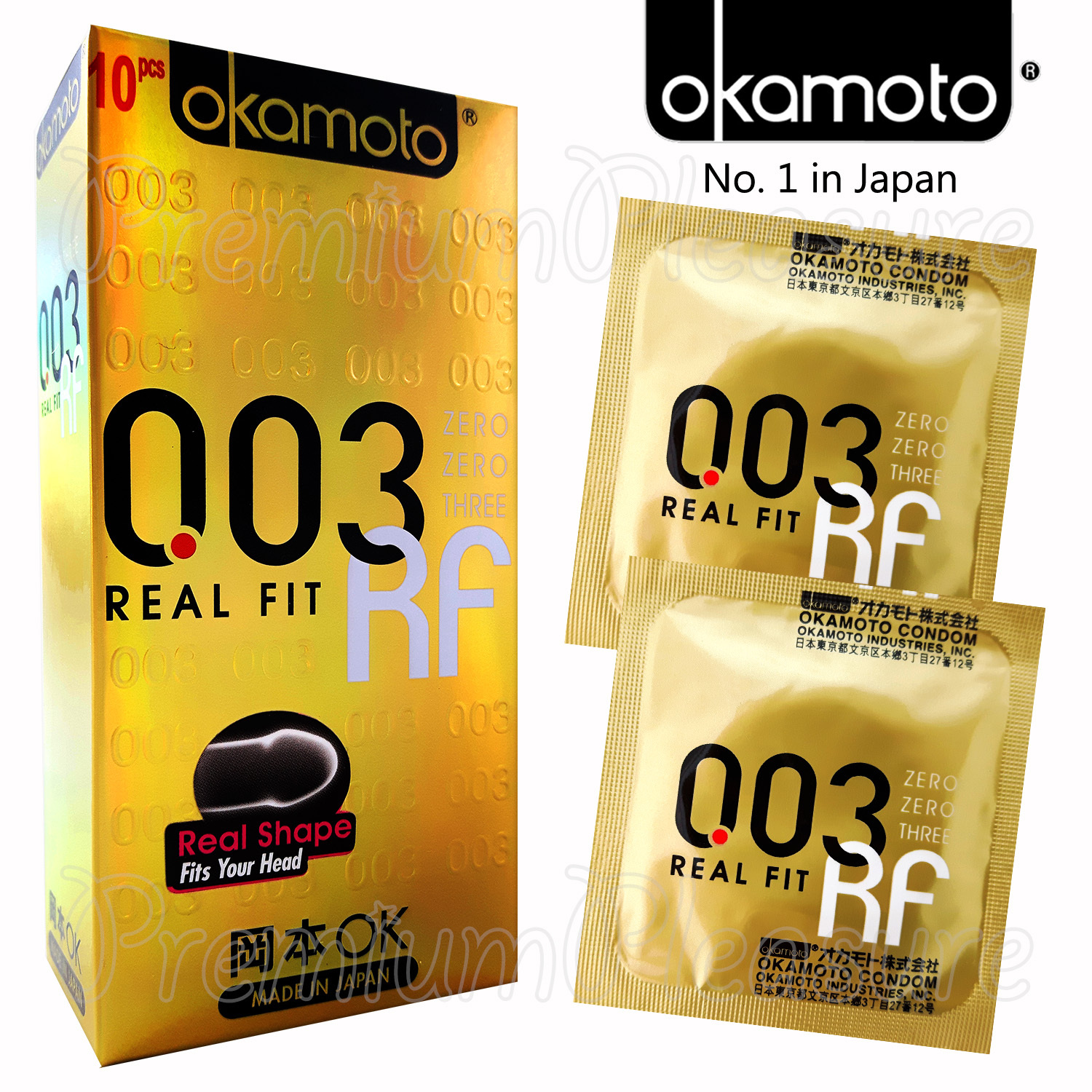 Okamoto OK 003 Real Fit condoms * Ultra Thin Feel 0.03 * Retail box of 10 PCS