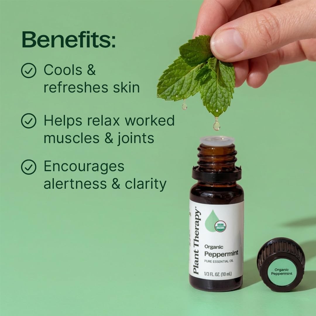 Plant Therapy Organic Peppermint Essential Oil 30 1 Fl Oz (Pack of 1), Clear