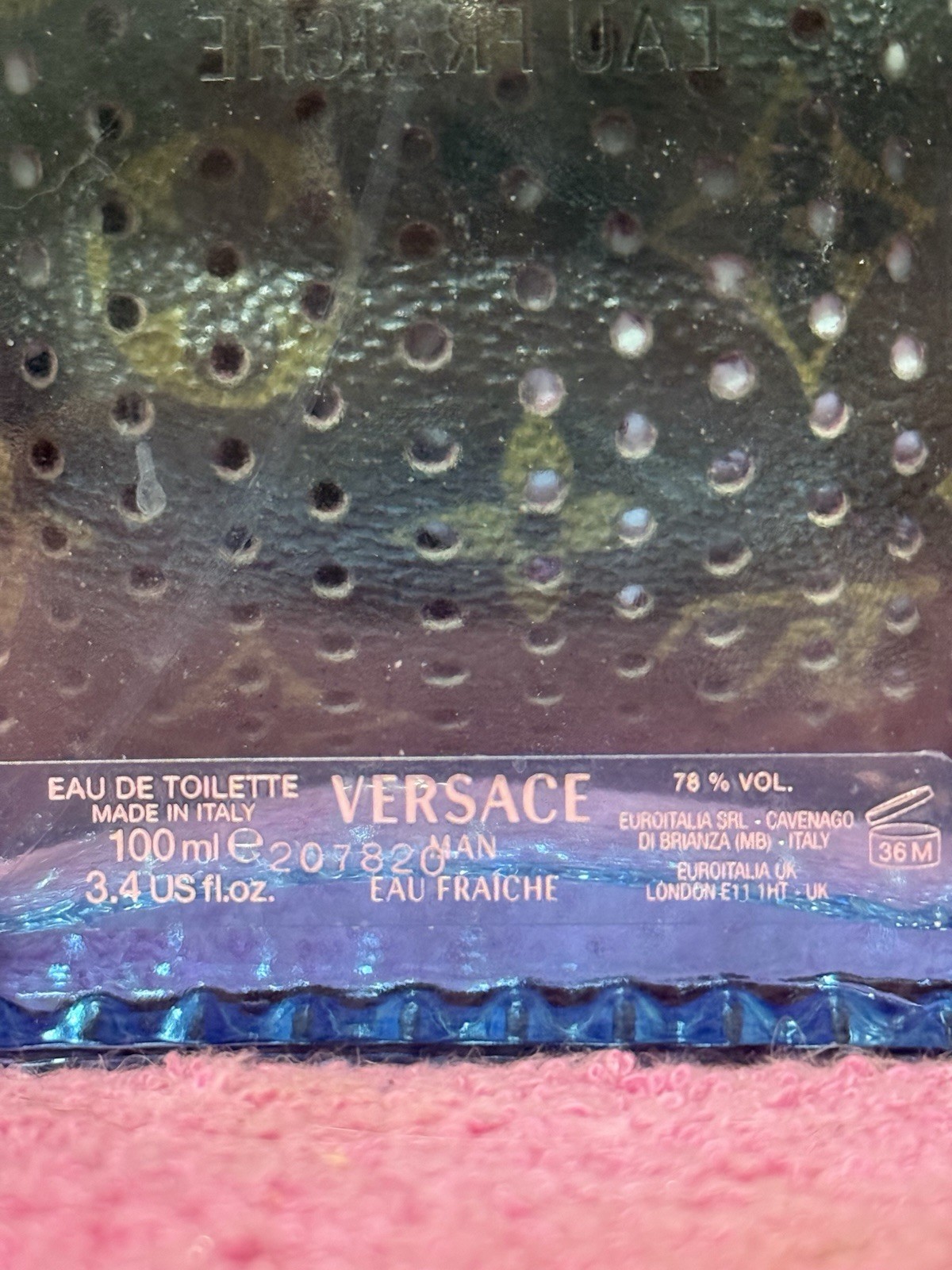 Versace Eau Fraîche Eau de Toilette Spray, Lemon Scent, 3.4 US fl oz