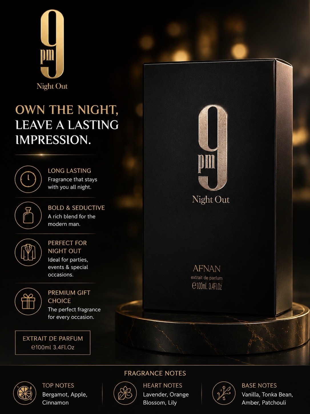 9 PM Night Out Extrait de Parfum by Afnan – 100ml