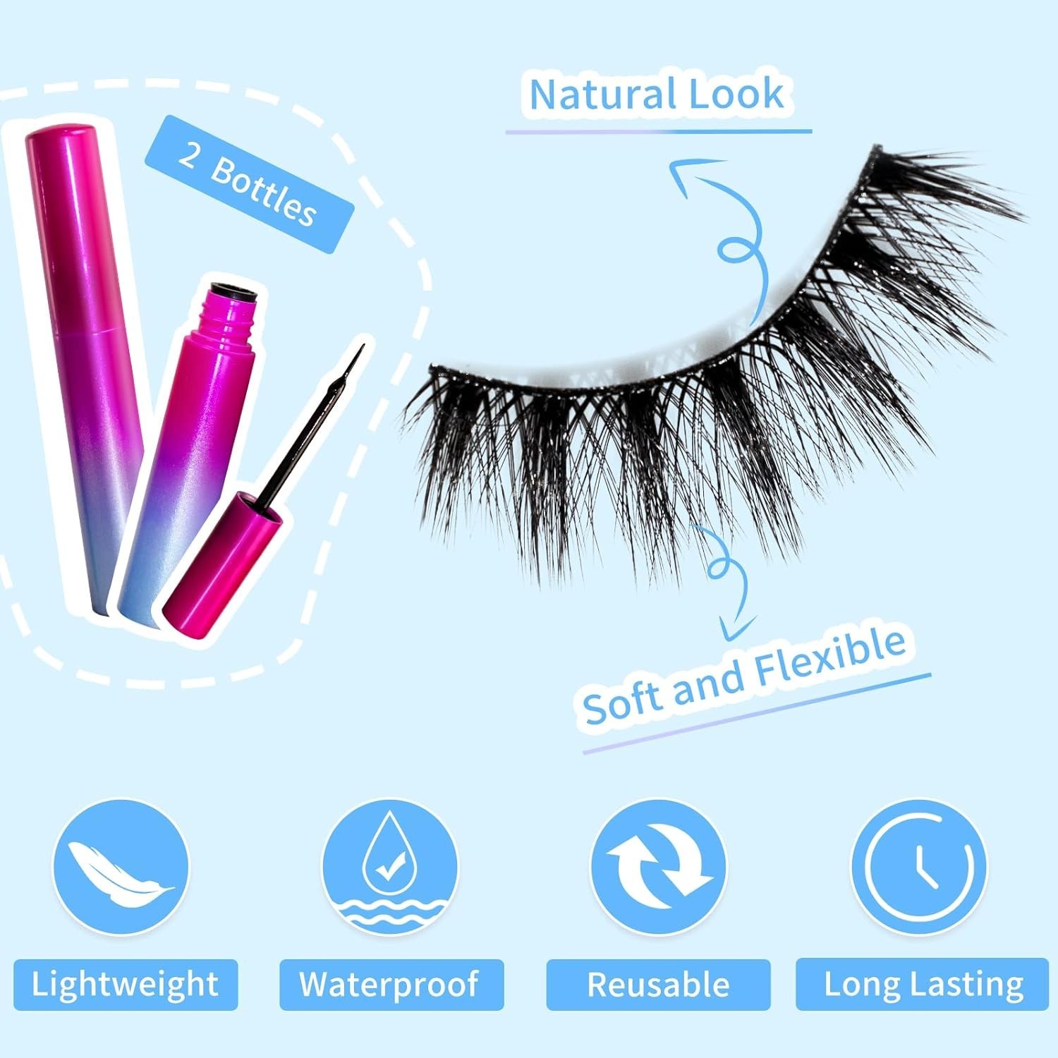Pestanas Magneticas Mejoradas Aspecto Natural, pestañas con aplicador (14 Pairs)