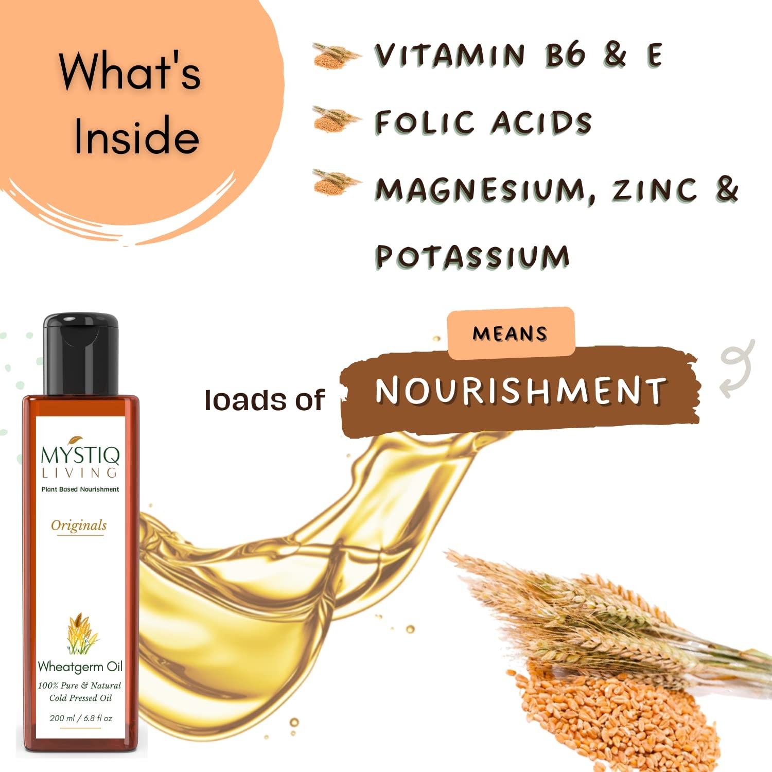 Mystiq Living Wheatgerm Oil For Skin & Hair 200ml