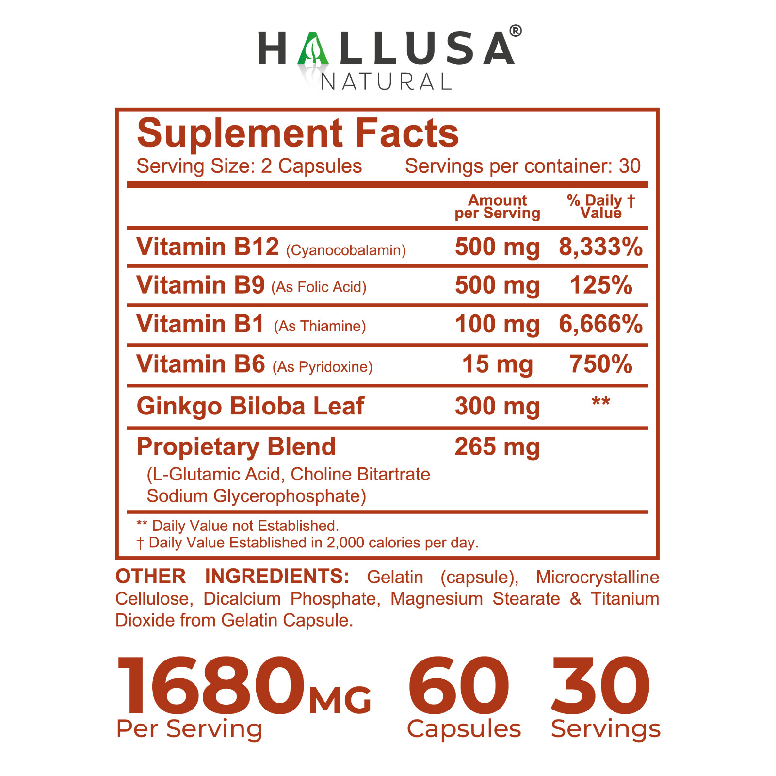 HALLMEMORY – Brain Health – Mental Concentration – Focus Function 60 Caps