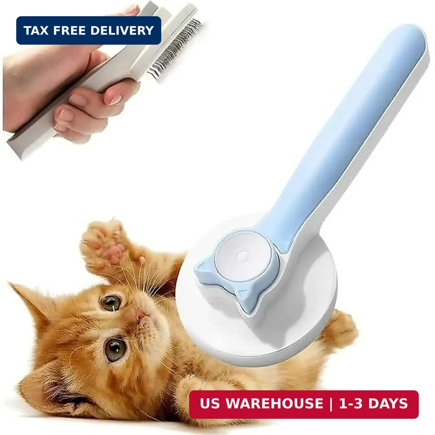 Self-Cleaning Slicker Brush, Dog Cat Bunny Pet Grooming Shedding Brush, Easy to