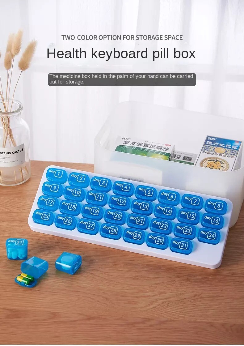 31 Day Monthly Pill Organizer Medication Holder Compartment Planner Box Storage
