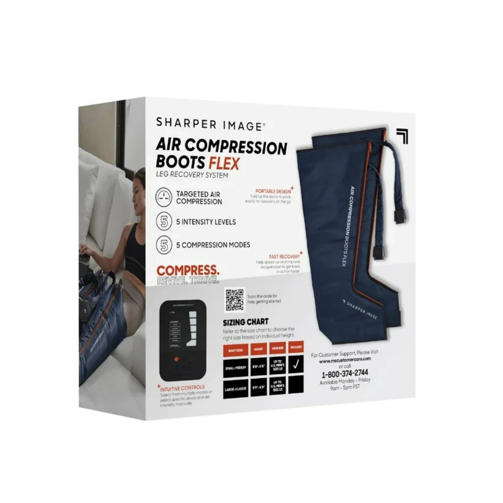 Sharper Image PowerBoost Air Compression Boots Leg Massager L-XL