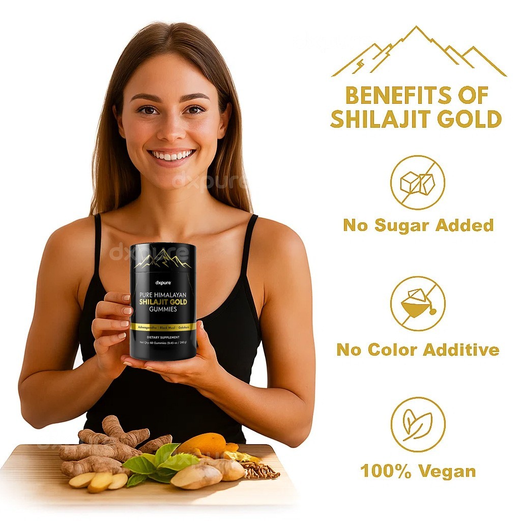 Pure Himalayan Shilajit Gold Gummies 3000mg With Ashwagandha Gokshura