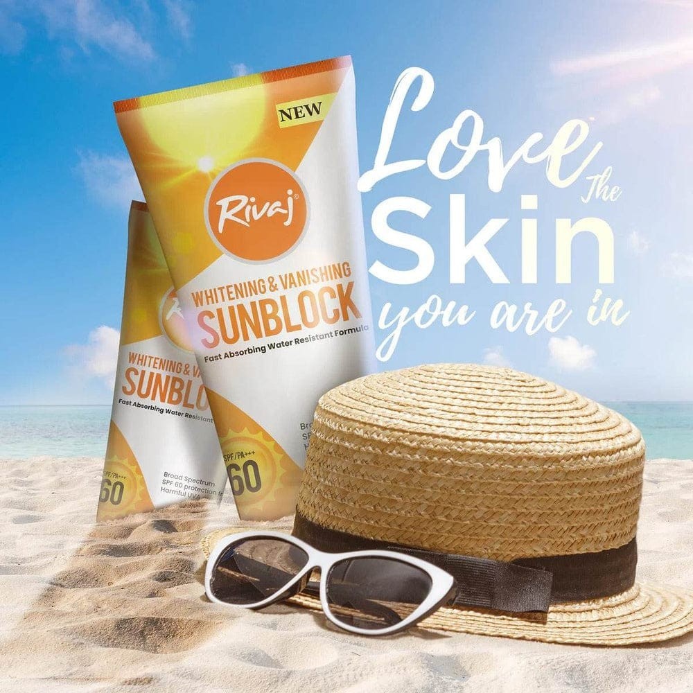Rivaj UK – Whitening and Vanishing Sunblock SPF60 – 100ml DDP Shipping