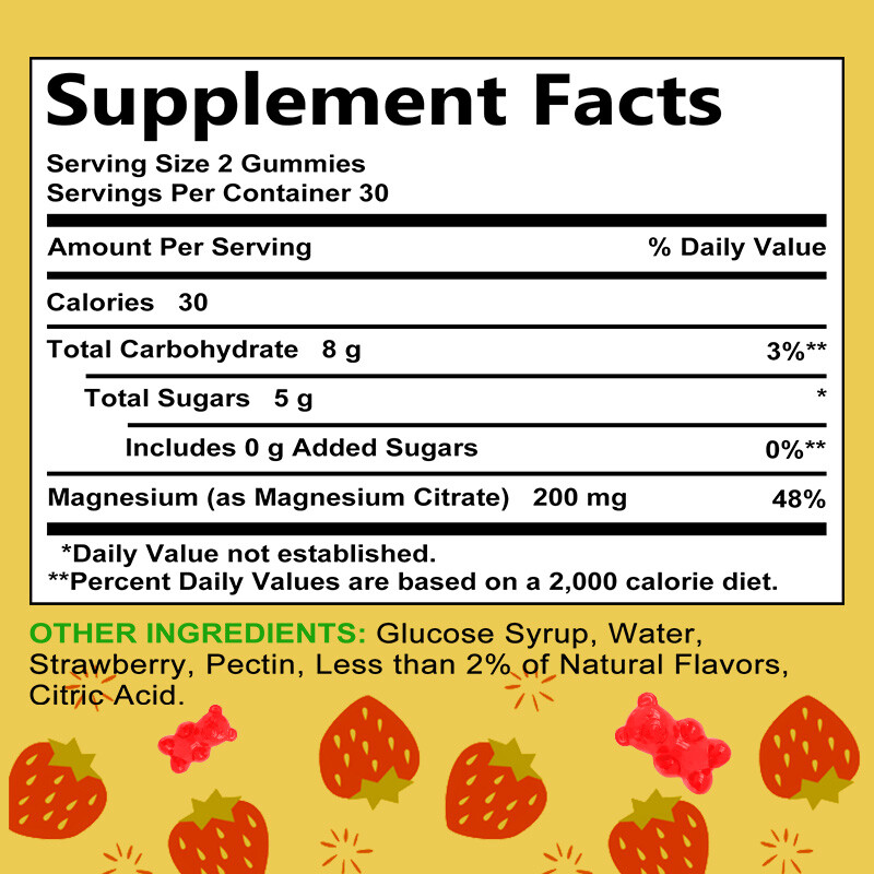 Magnesium GUMMIES HIGH ABSORPTION Citrate 200 mg per serving
