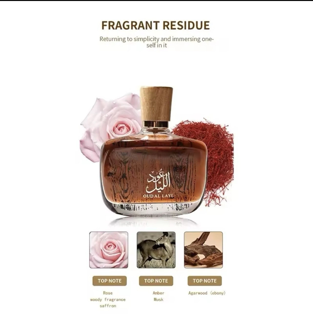Oud Al Layl Eau de Parfum Spray, Regular Size 3.4 fl oz Rose Amber Musk Oud