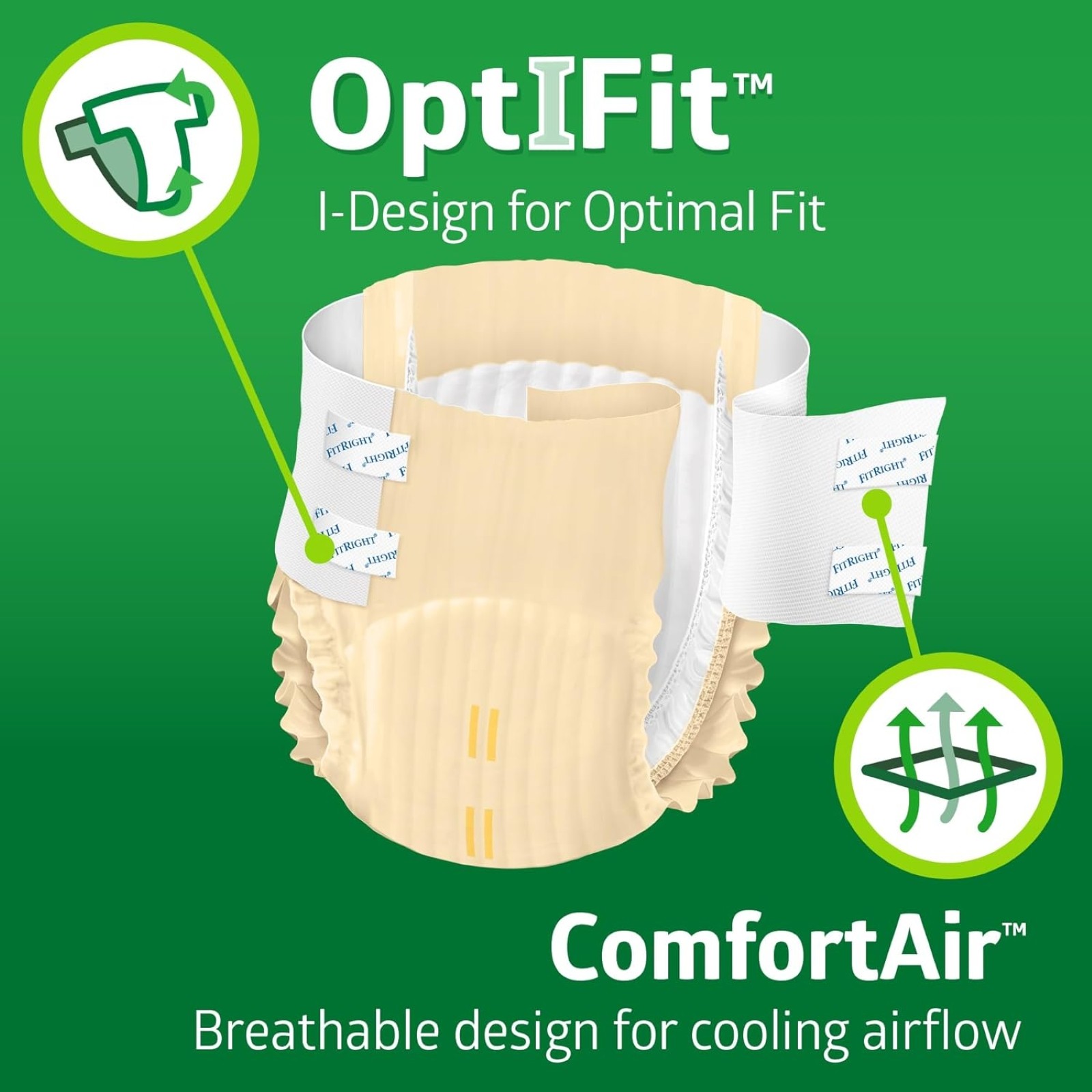 FitRight OptiFit Adult Disposable Unisex Diapers, Heavy Absorbency, XL, 20 Count