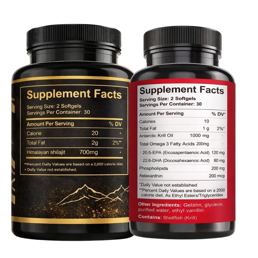 DEZEN Himalayan Shilajit & Krill Oil Softgel Combo with Omega 3