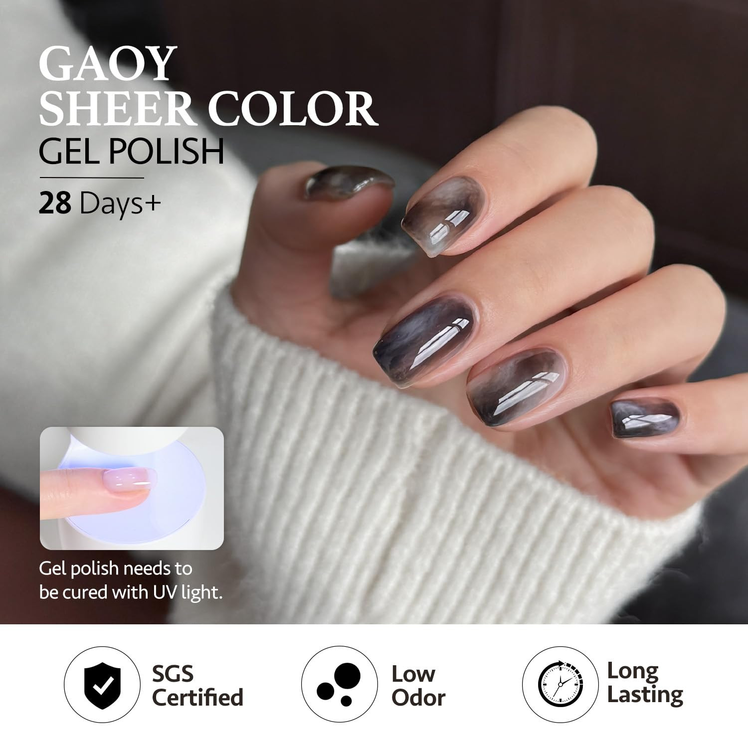 Dark Gel Nail Polish of 6 Milky Jelly Colors Brown Green Black Gel Polish Kit fo