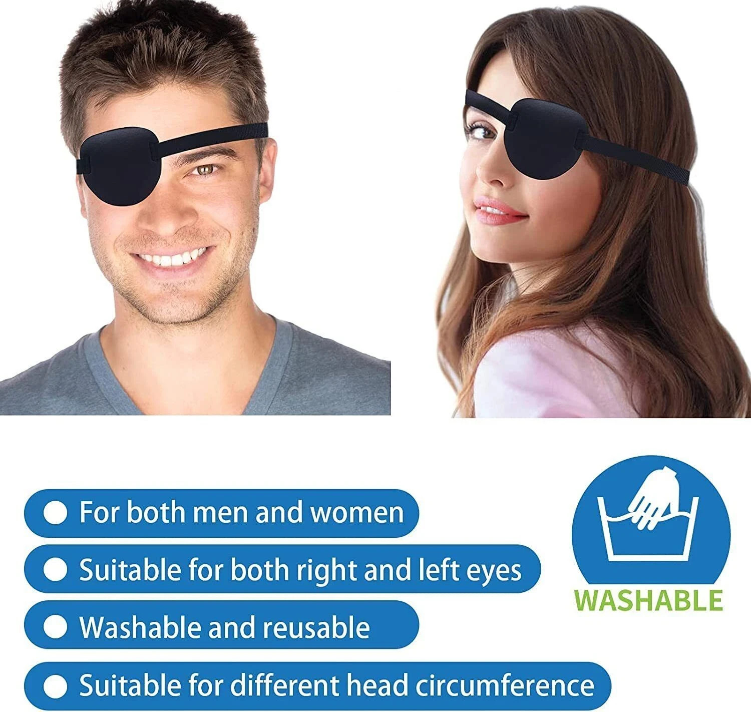 2PCS 3D Adjustable Eye Patches for Left or Right Eyes for Adults and Kids USA