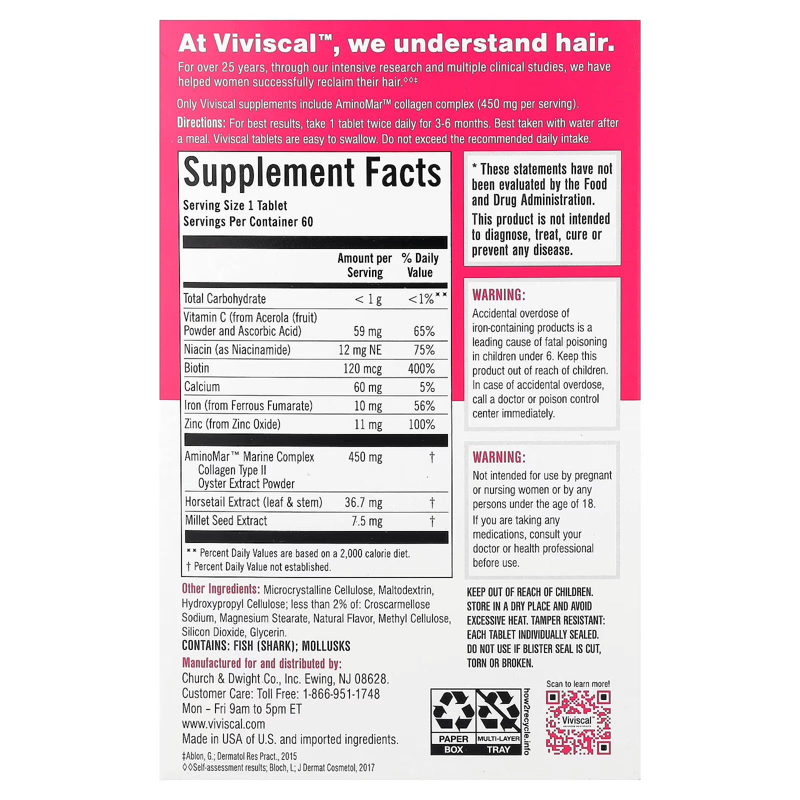 Viviscal Hair Growth Supplement for Women 180 Tablets – 3 Month Supply