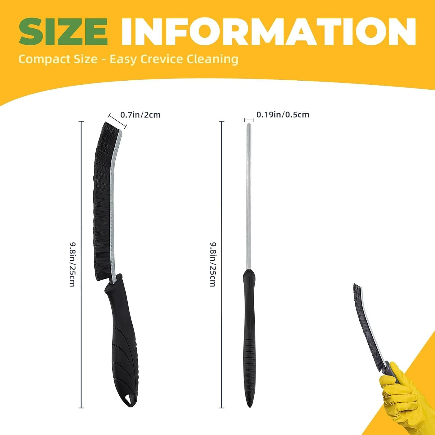 Ergonomic 3-Pc Hard Bristle Cleaning Brushes – Ideal for Grout and Tight Spaces