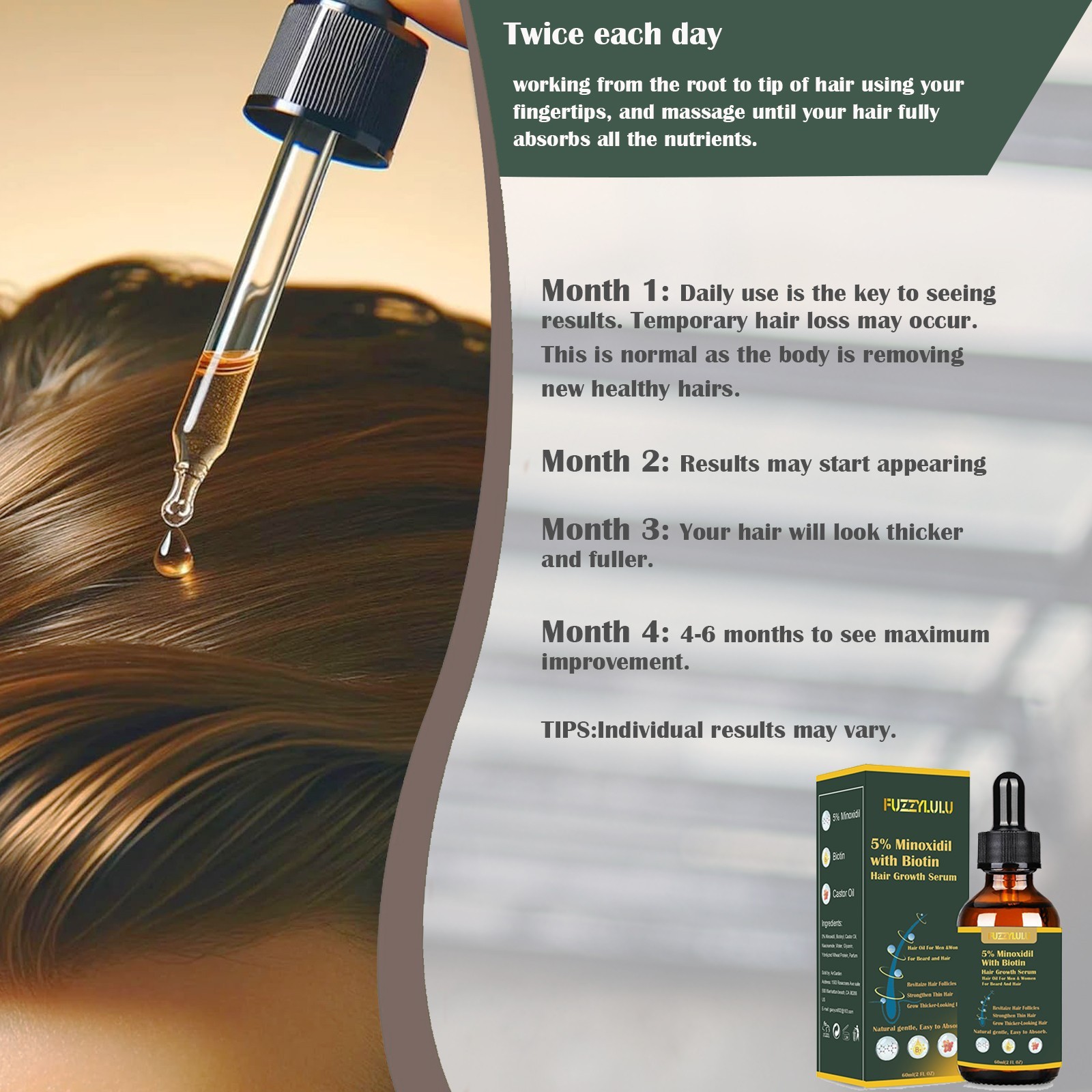 120ml 5% Minoxidil Biotin Hair Growth Serum for Healthier and Thicker Hair