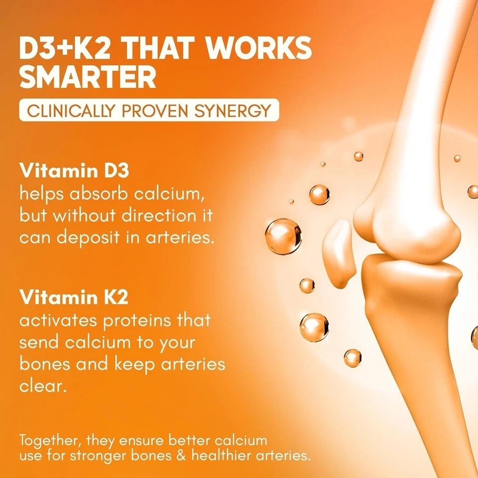 Vitamin D3 K2(MK-7) from Balchem, USA | For Bone Strength, Heart Health,Immunity