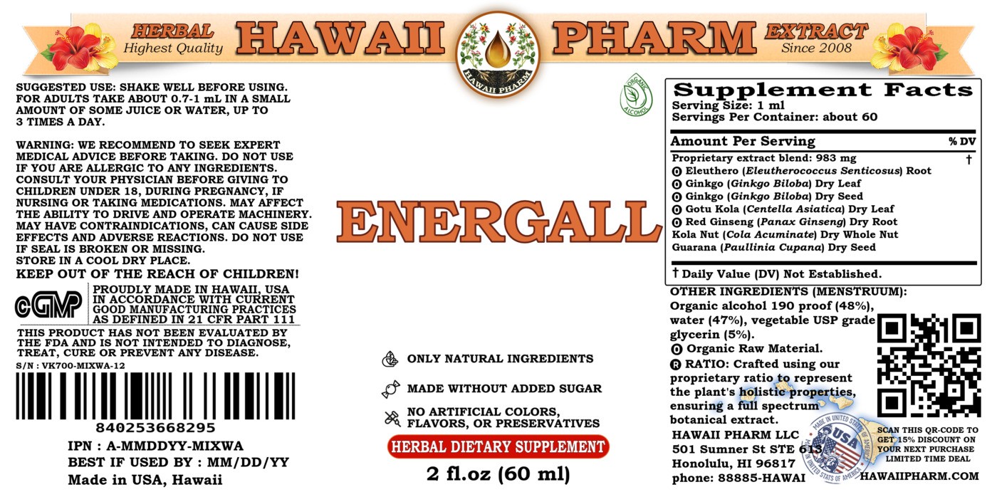 ENERGALL – Hawaii Pharm Absolutely Natural Premium Quality Liquid Extract Herbal