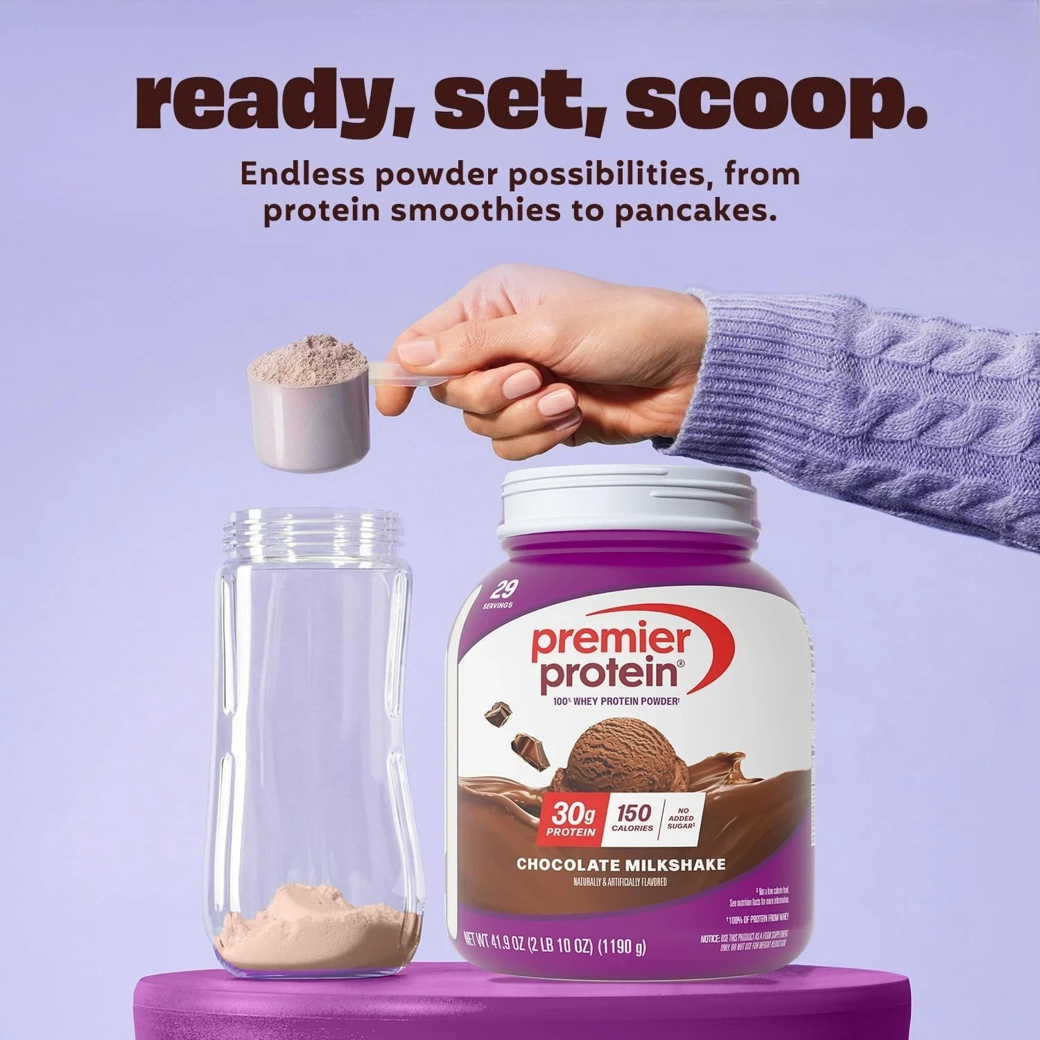 Premier Protein Powder, Chocolate Milkshake, 30g Protein, 1g Sugar, 41.9oz