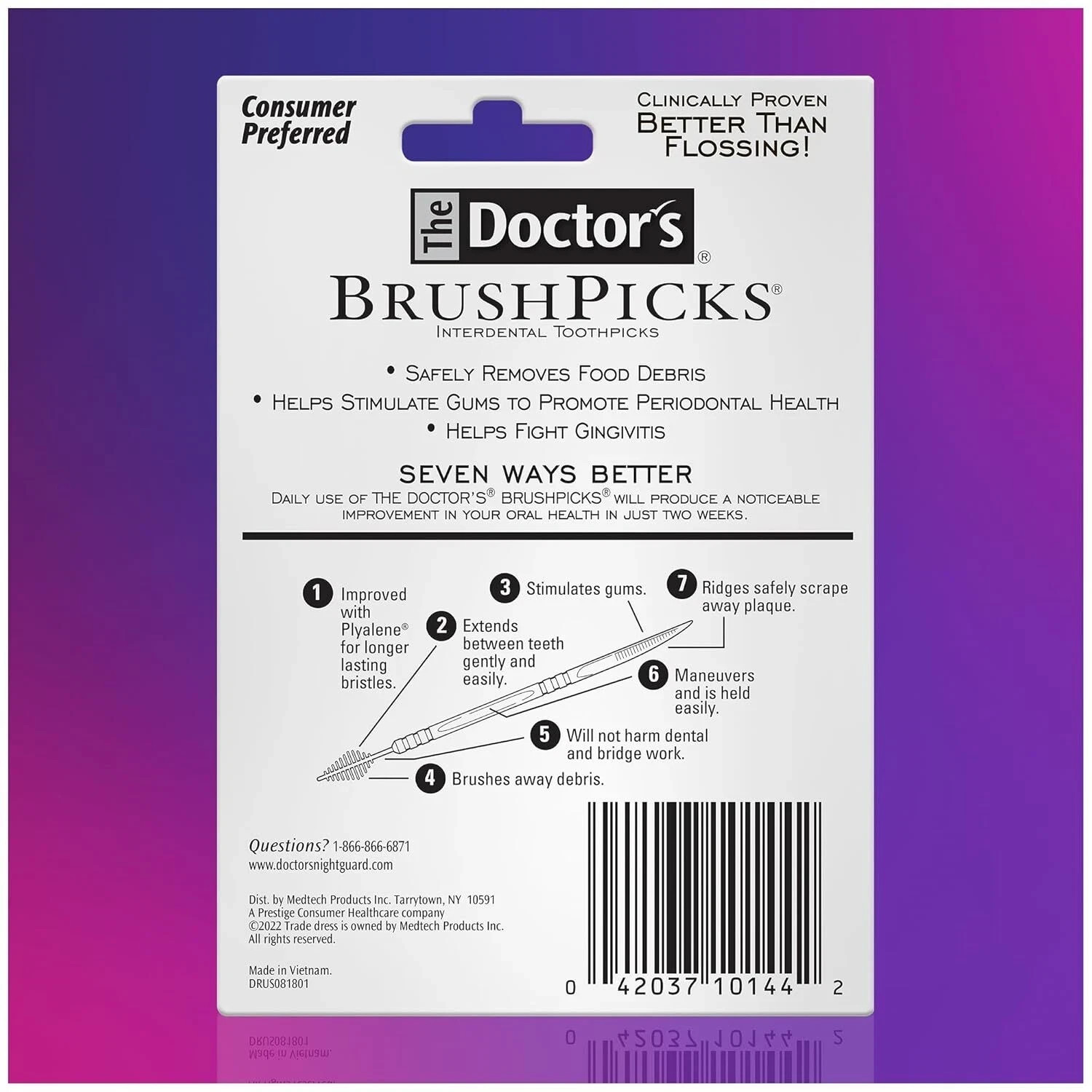 Doctors Brushpicks Brush Picks Interdental Toothpicks with Case: 275 Count