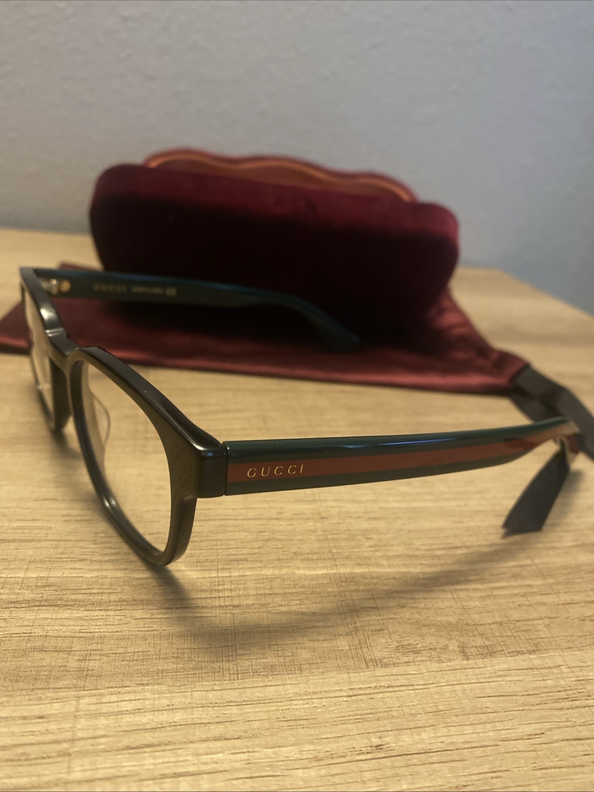 Gucci GG0927O 001 Unisex Eyeglass Frame Green Red And Black
