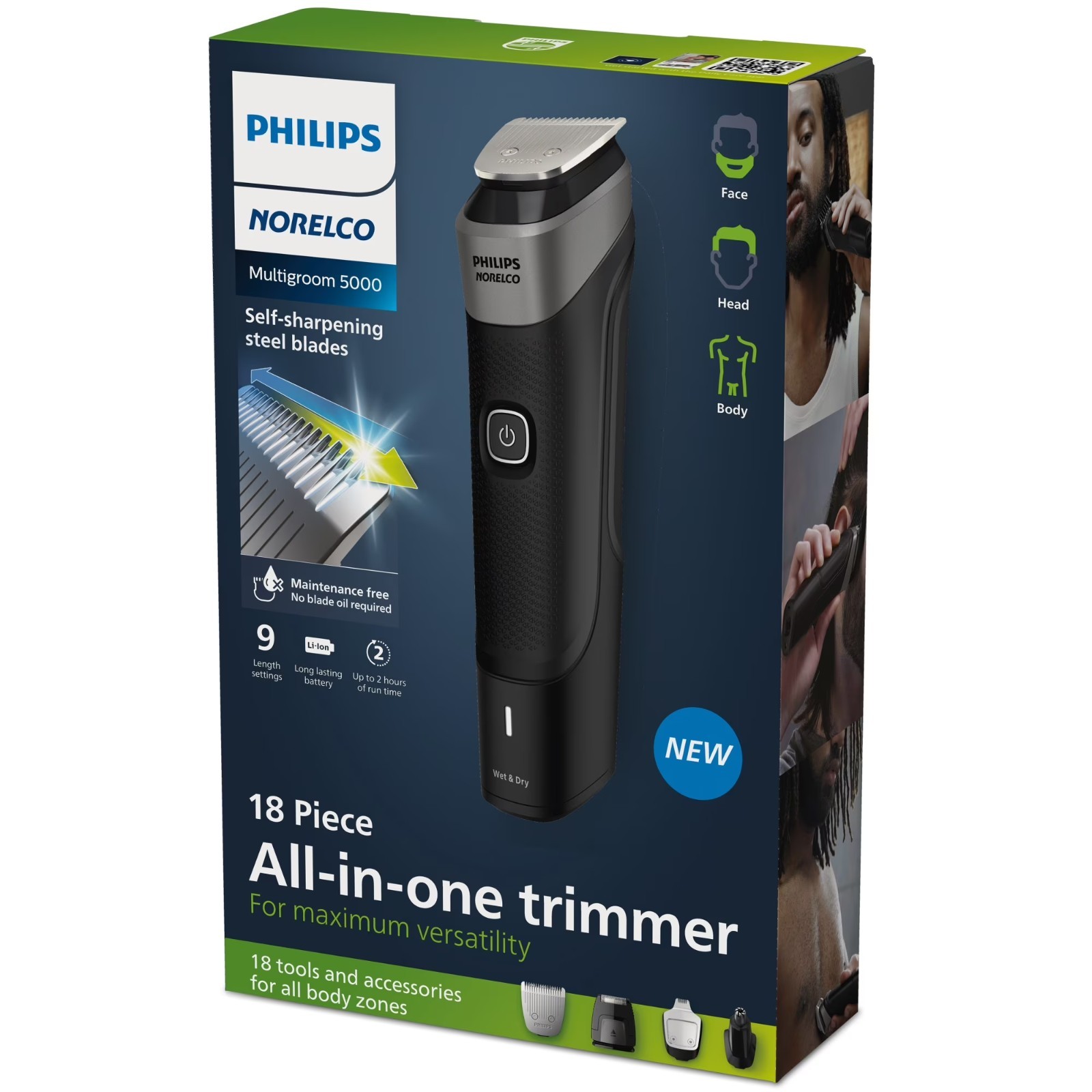 Philips Norelco Multigroom 5000 MG9500/49 Beard Hair Body Trimmer 18 Piece