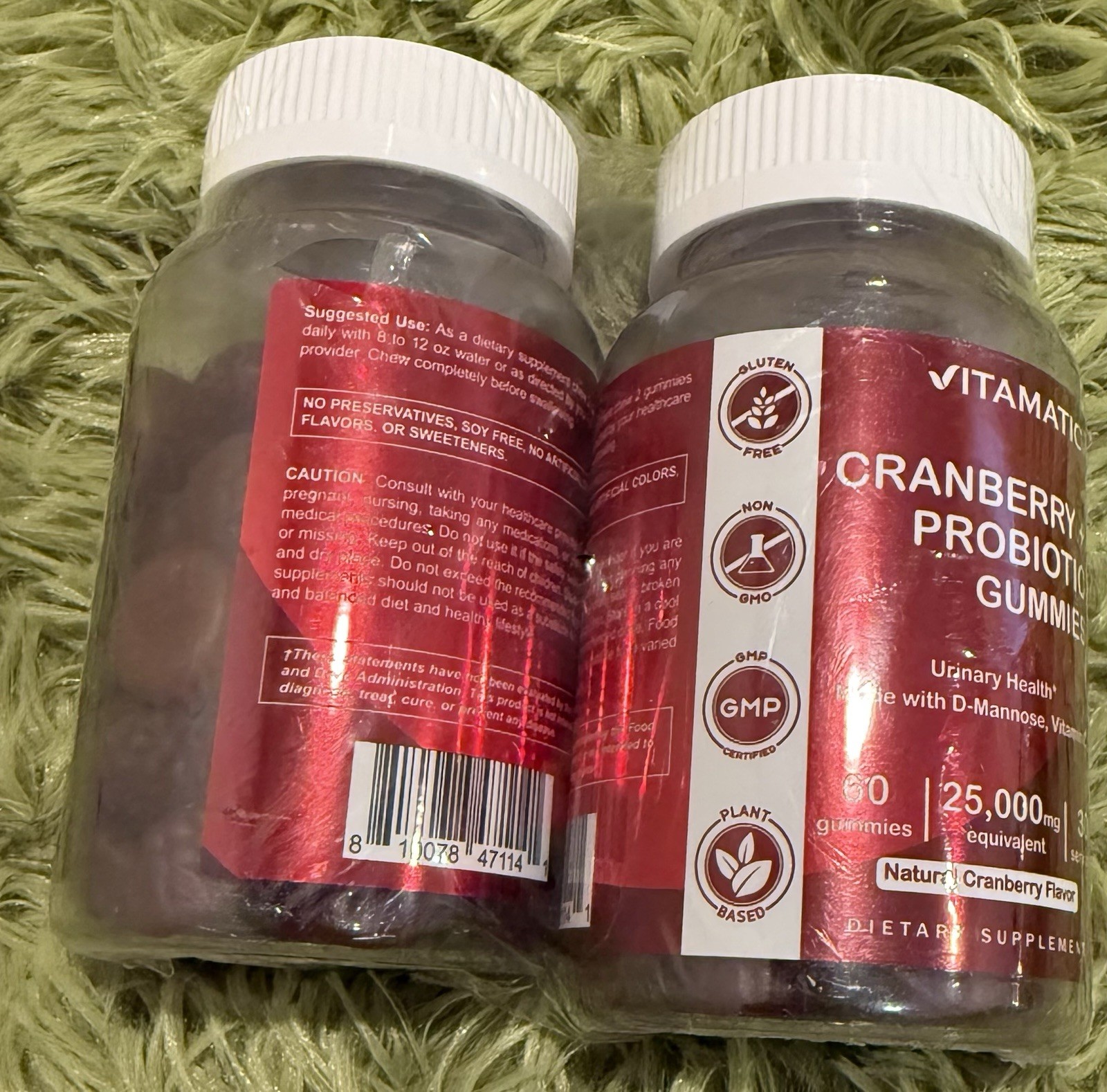 2 Pack – Vitamatic Vegan Cranberry Gummies, 25,000mg per Serving 60 Count 08/26