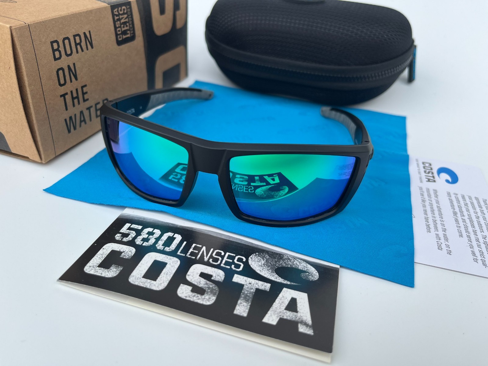 Costa Del Mar Men’s Diego Matte Black /Green Mirror Polarized Sunglasses 580p