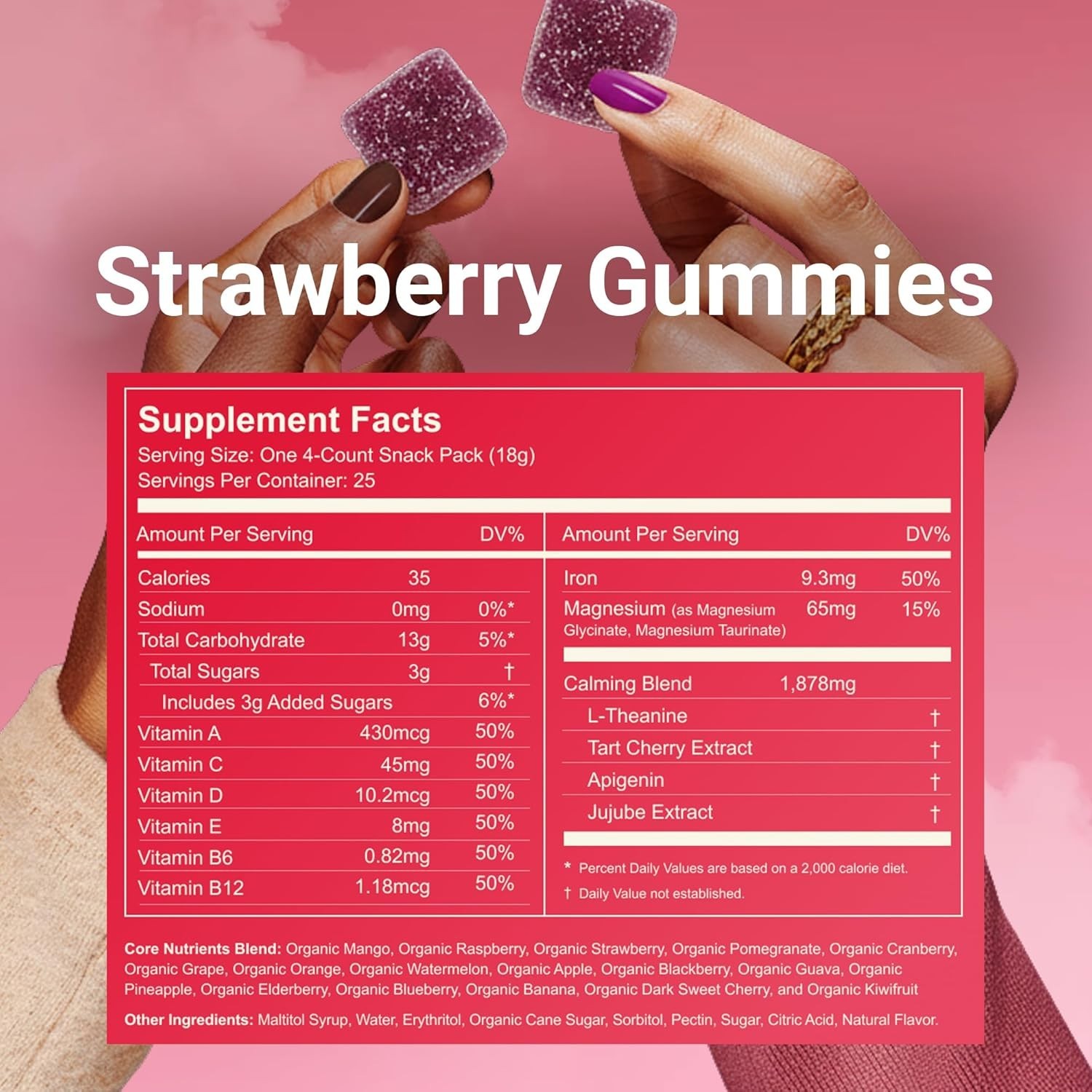 Moonbrew Sleep + Vitamin Gummies 25 Nightly Packs Strawberry