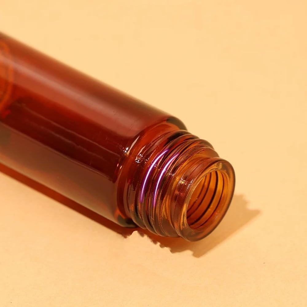 2 Pack 50ml Amber Glass Roll On Bottles Refillable Rollerball for Oils Perfume