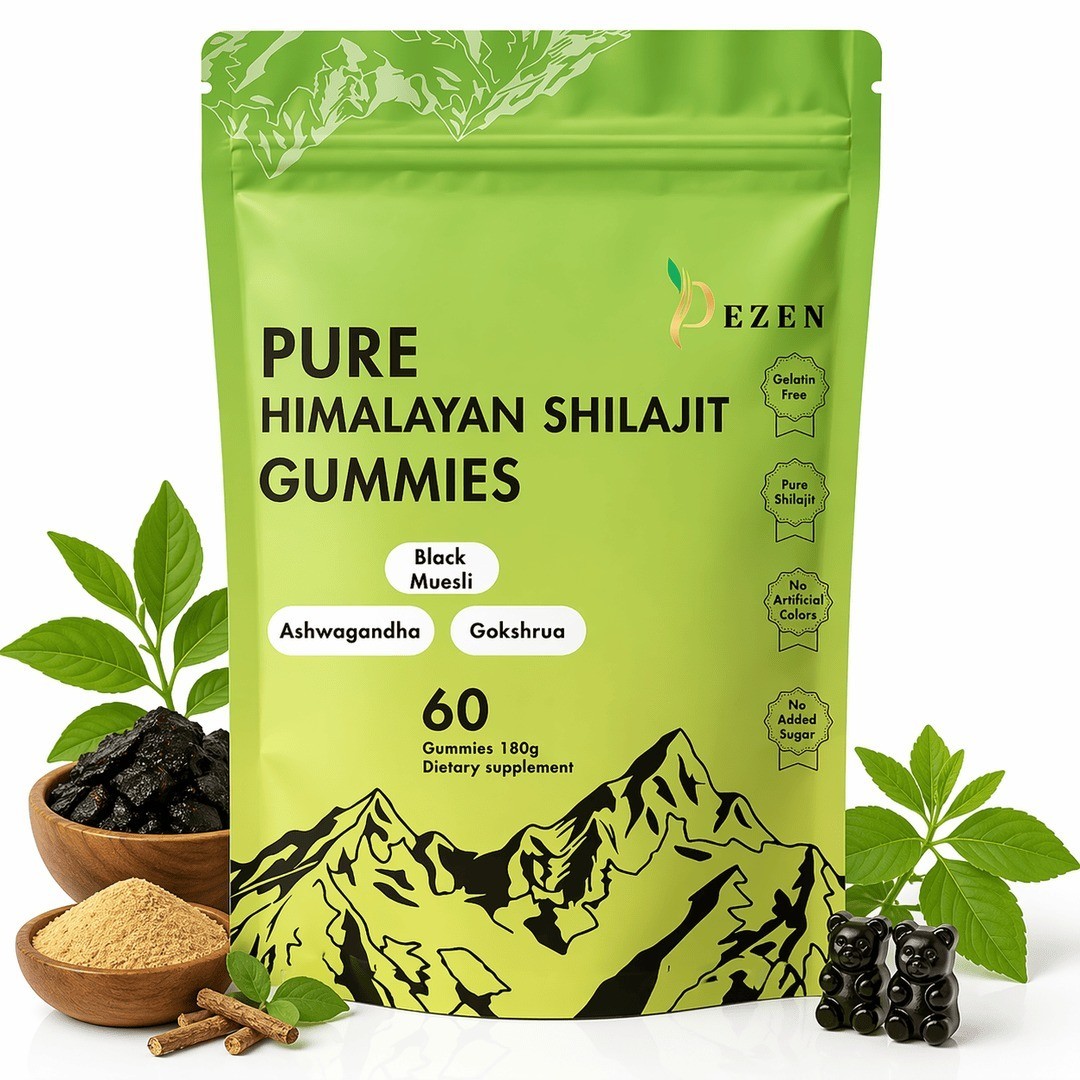 DEZEN Pure Himalayan Shilajit Gummies 3000mg with Ashwagandha 60 Count 180g