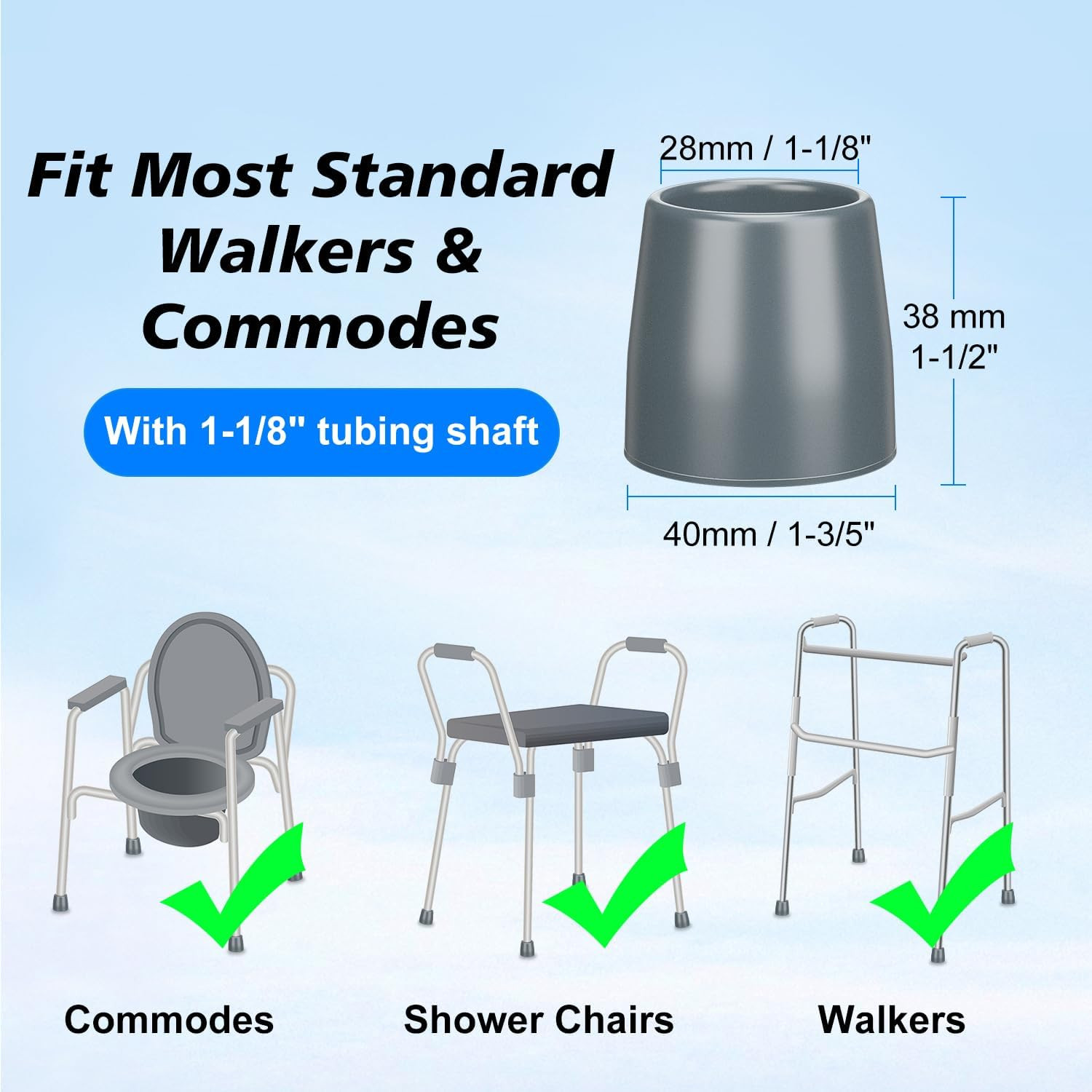 Rubber Walker Tips – Walker Feet Replacement – Walker Leg Caps – Heavy Duty Acce