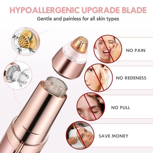 Women’s Electric Eyebrow Trimmer with Replacement Blades, Rose Gold-2b