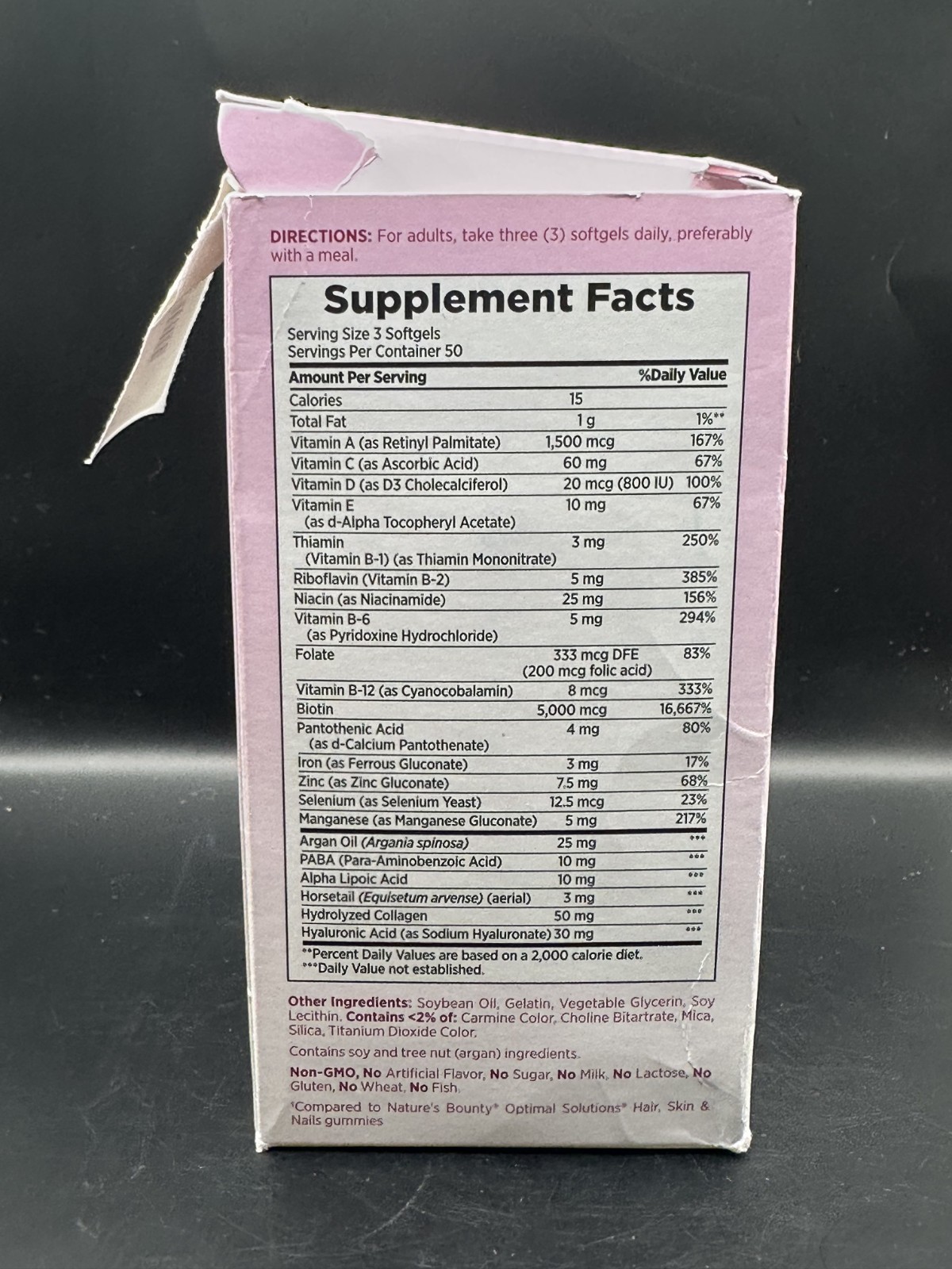 Nature’s Bounty Extra Strength Hair Skin & Nails Softgels, Doble Biotin 5.000mcg