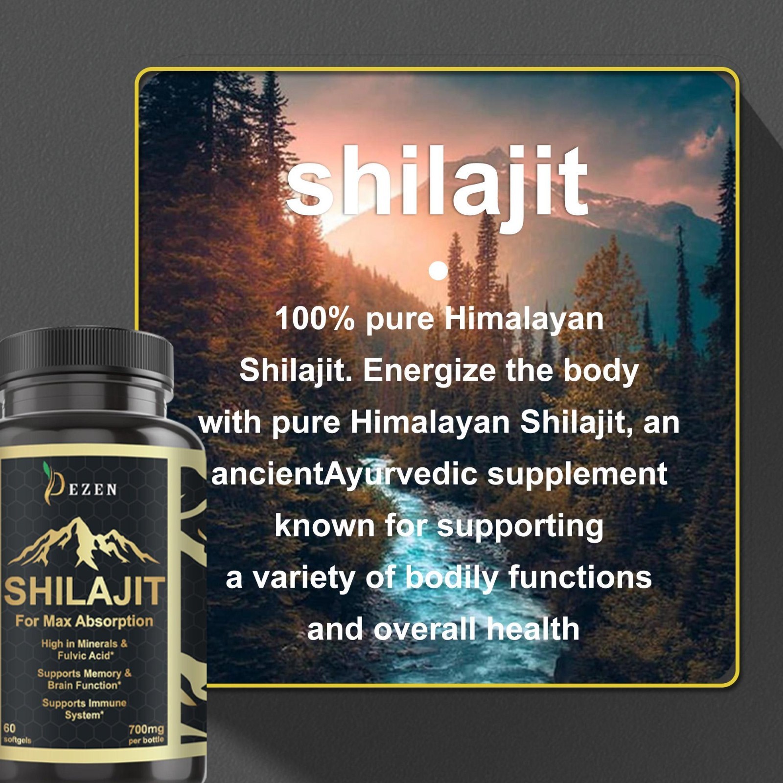DEZEN Himalayan Shilajit & Krill Oil Softgel Combo with Omega 3, 60 Serving