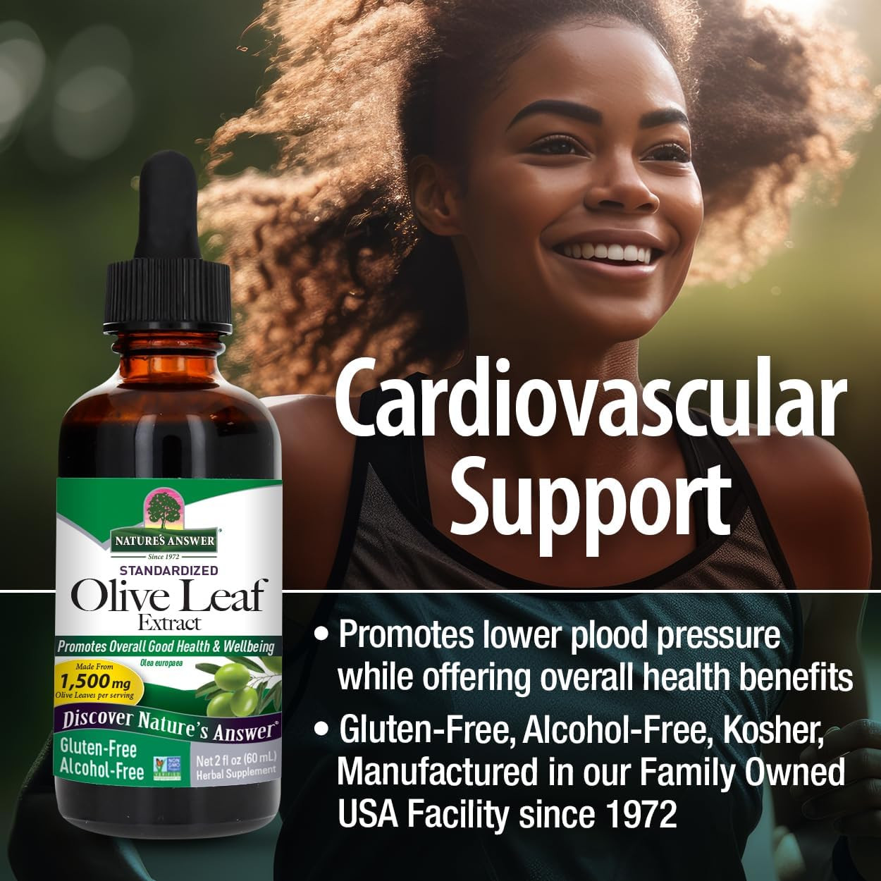 Olive Leaf Extract Liquid 2 fl oz Alcohol-Free Non-GMO Vegan Wellness Supplement